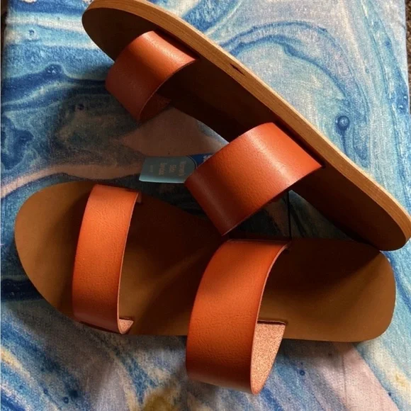 NWT Sz-9/10 Sun&sky BeachSandals Everyday TanSlides-Pair w/Shorts/Skirts/Dresses - Picture 6 of 12